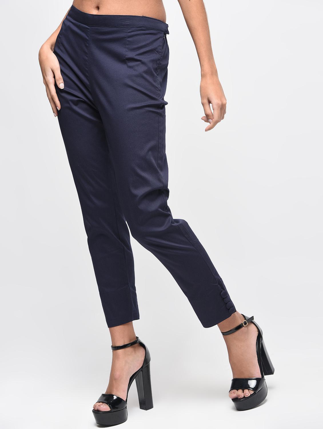button detail flat front trousers - 15923500 - Zoom Image - 3