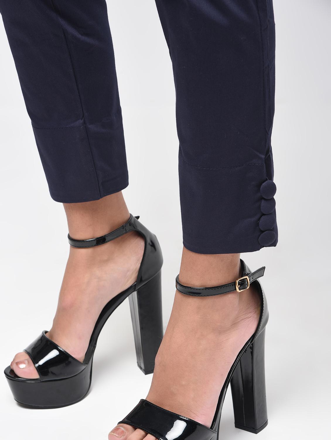 button detail flat front trousers - 15923500 - Zoom Image - 6