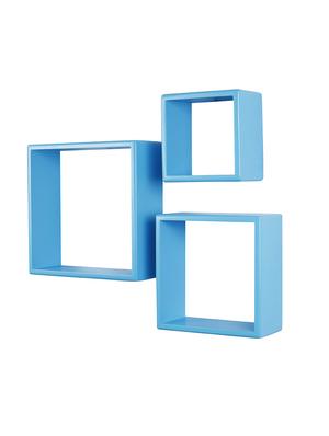 wooden cube wall shelves set of 3 engineered wood (turquoise) - 15923653 - Standard Image - 3