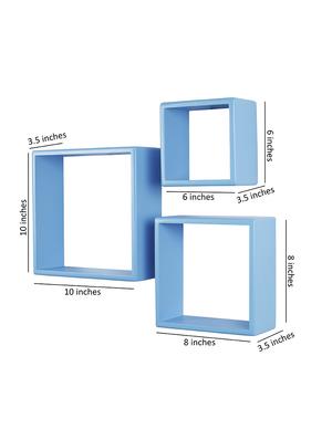 wooden cube wall shelves set of 3 engineered wood (turquoise) - 15923653 - Standard Image - 4