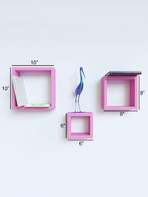 home sparkle set of 3 square wall shelves engineered wood (pink) - 15923808 - Standard Image - 2