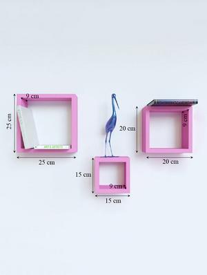 home sparkle set of 3 square wall shelves engineered wood (pink) - 15923808 - Standard Image - 3