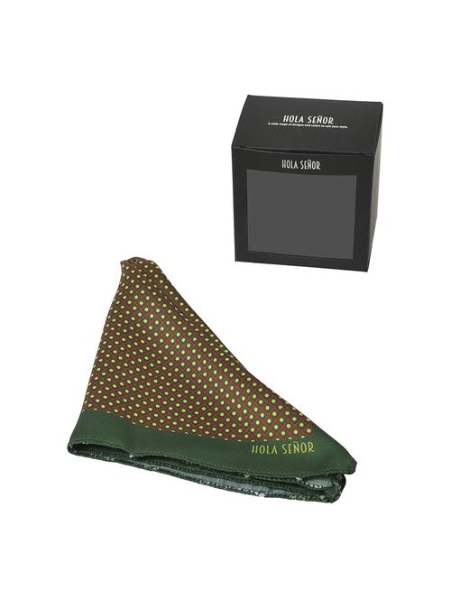 dark green & yellow silk pocketsquare - 15924064 - Standard Image - 1