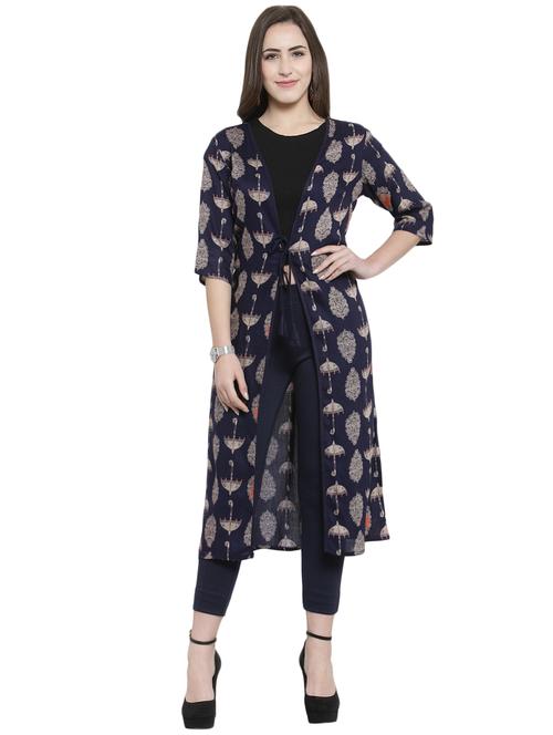 printed front drawstring shrug - 15924307 - Standard Image - 1
