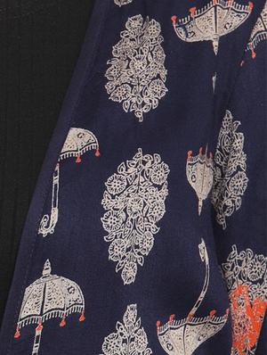 printed front drawstring shrug - 15924307 - Standard Image - 4