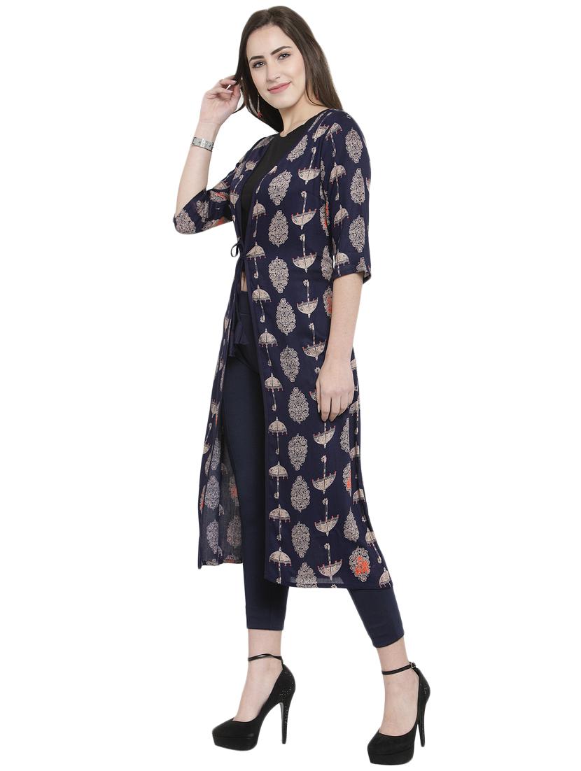 printed front drawstring shrug - 15924307 - Zoom Image - 2