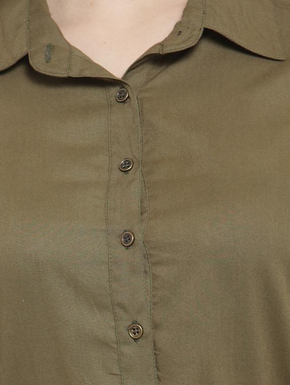 khaki tie belted shirt dress - 15924312 - Zoom Image - 4