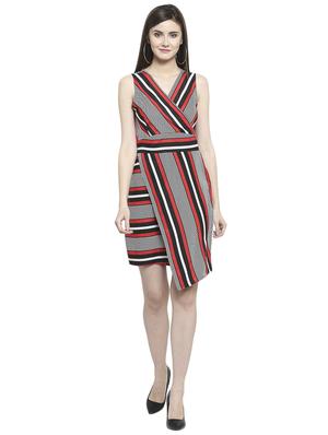striped asymmetric surplice neck dress - 15924314 - Standard Image - 4