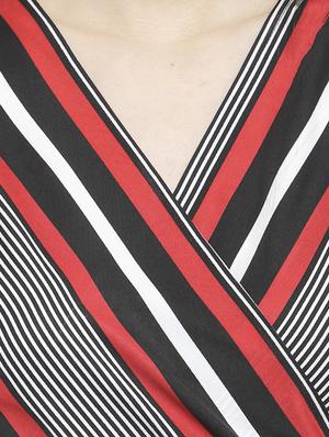 striped asymmetric surplice neck dress - 15924314 - Standard Image - 5