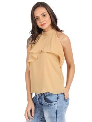 halter neck ruffle overlay top - 15924709 - Standard Image - 3