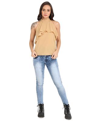 halter neck ruffle overlay top - 15924709 - Standard Image - 5
