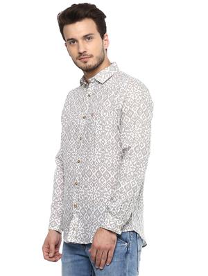 white printed casual shirt - 15924754 - Standard Image - 2