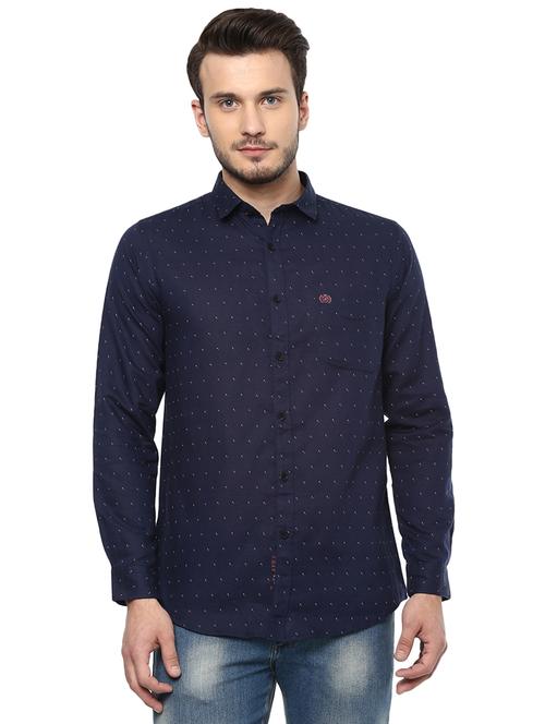 blue printed casual shirt - 15924756 - Standard Image - 1