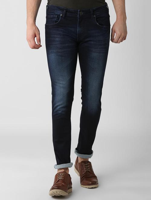 blue cotton blend light washed jeans - 15924813 - Standard Image - 1
