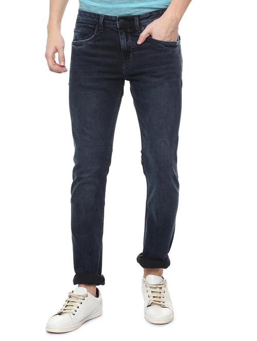blue cotton blend washed jeans - 15924835 - Standard Image - 1