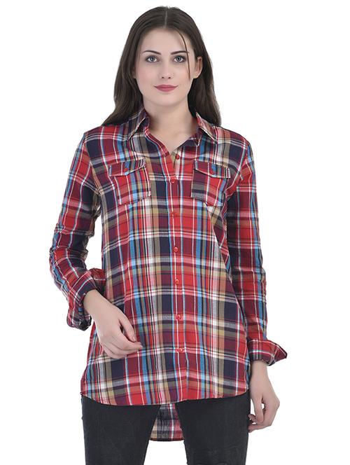 checkered double pocket detail shirt - 15924876 - Standard Image - 1