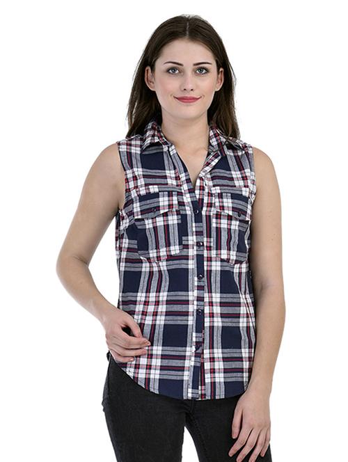 checkered sleeveless shirt - 15924881 - Standard Image - 1