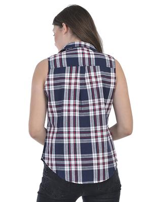 checkered sleeveless shirt - 15924881 - Standard Image - 3