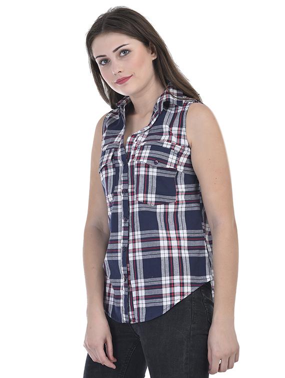 checkered sleeveless shirt - 15924881 - Zoom Image - 2