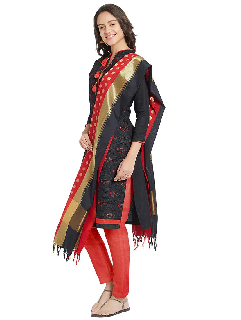 embroidered unstitched pant suit - 15925250 - Zoom Image - 2