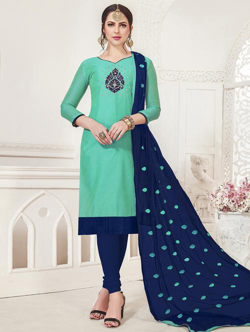embroidered unstitched churidaar suit - 15925261 - Standard Image - 1