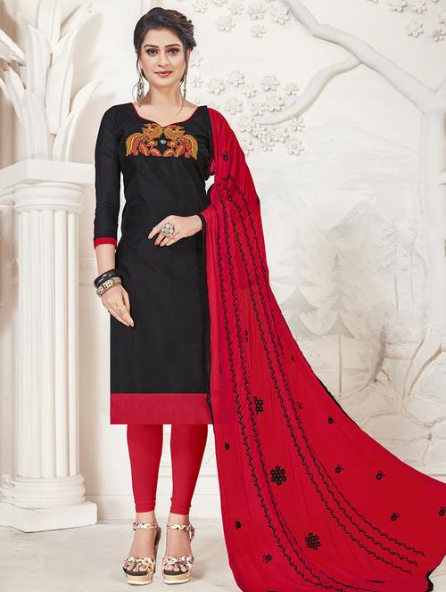 embroidered unstitched churidaar suit - 15925262 - Standard Image - 1