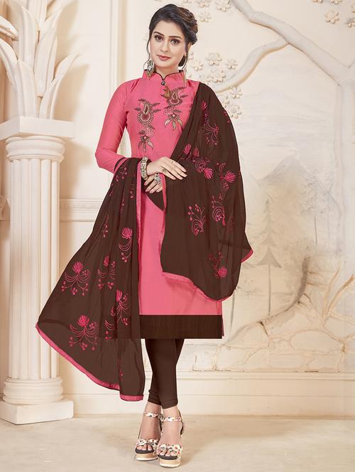 embroidered unstitched churidaar suit - 15925268 - Standard Image - 1