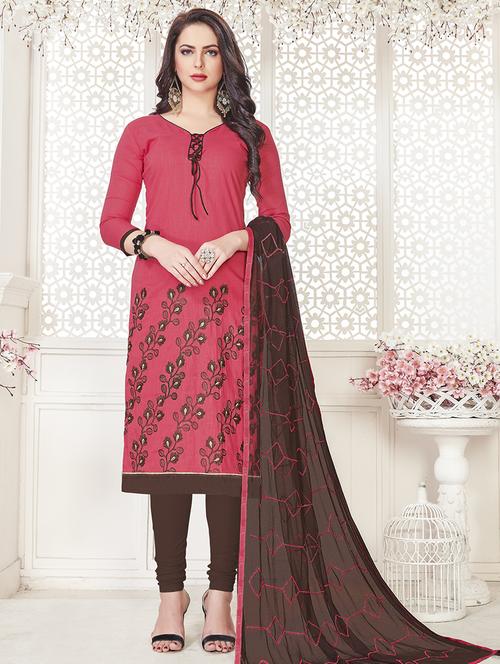 embroidered unstitched churidaar suit - 15925272 - Standard Image - 1