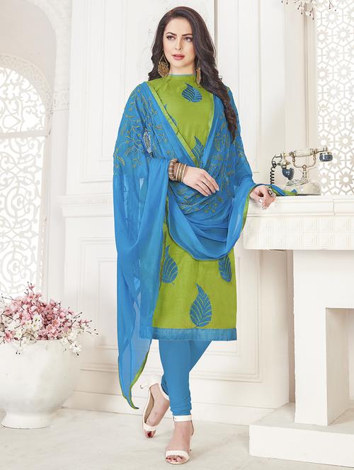 embroidered unstitched churidaar suit - 15925273 - Standard Image - 1