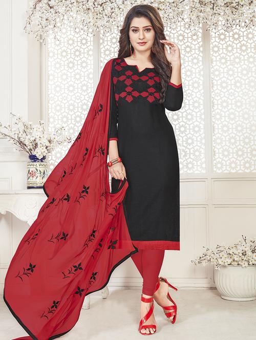 embroidered unstitched churidaar suit - 15925275 - Standard Image - 1