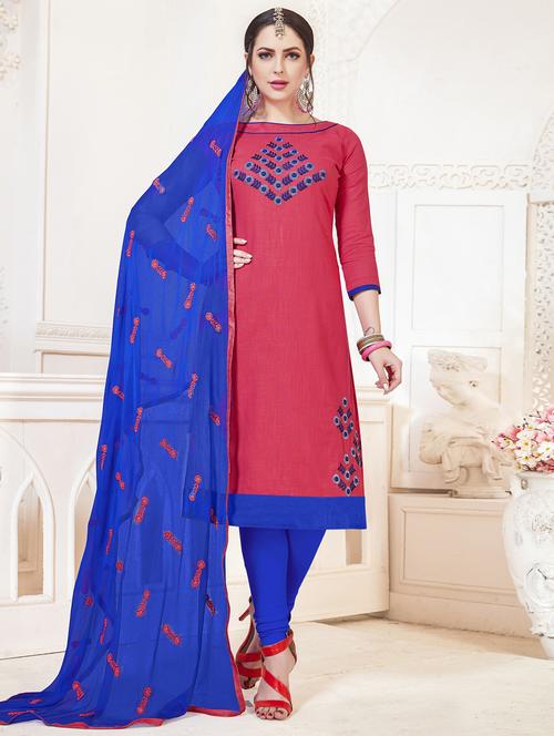 embroidered unstitched churidaar suit - 15925286 - Standard Image - 1