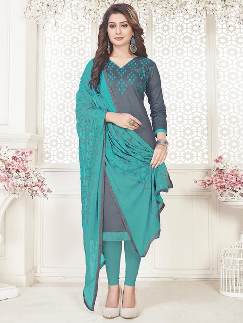 embroidered unstitched churidaar suit - 15925293 - Standard Image - 1