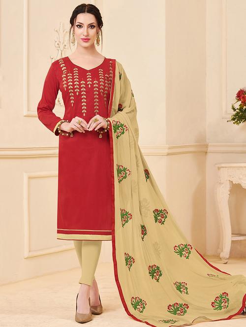 embroidered silk blend unstitched suit - 15925336 - Standard Image - 1