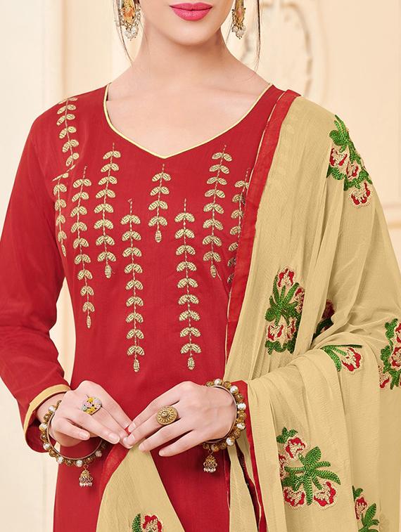 embroidered silk blend unstitched suit - 15925336 - Zoom Image - 2