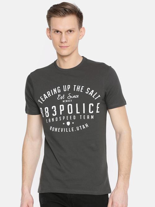 grey cotton chest print t-shirt - 15925382 - Standard Image - 1