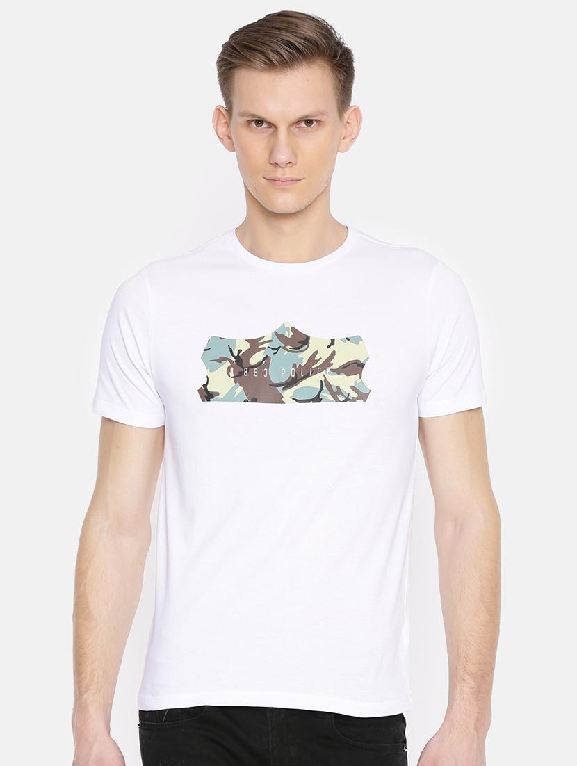 white cotton chest print t-shirt - 15925387 - Zoom Image - 1