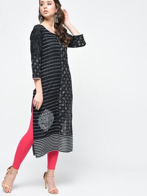 printed straight kurta - 15925459 - Standard Image - 3