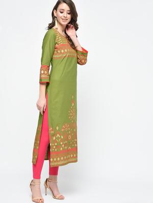 printed straight kurta - 15925460 - Standard Image - 3