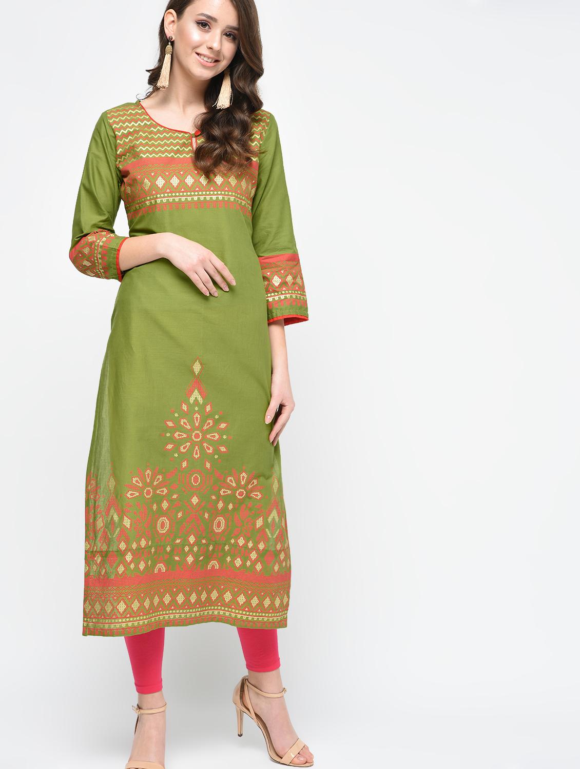 printed straight kurta - 15925460 - Zoom Image - 2