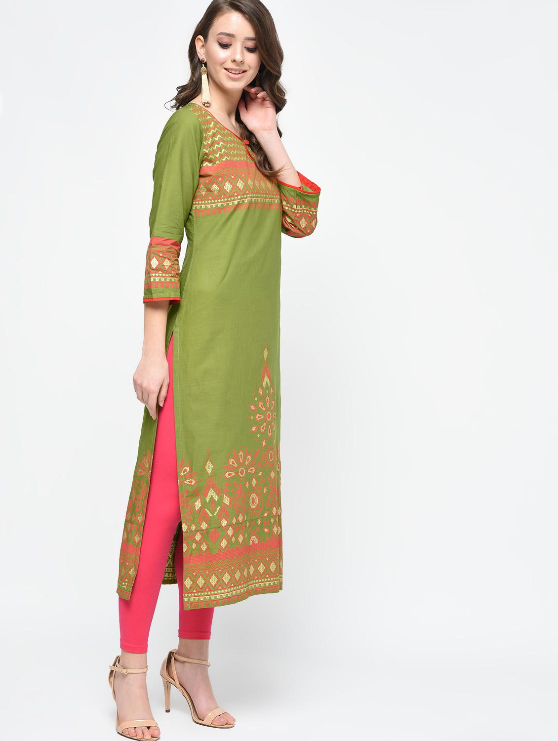 printed straight kurta - 15925460 - Zoom Image - 3