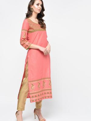 printed straight kurta - 15925472 - Standard Image - 3