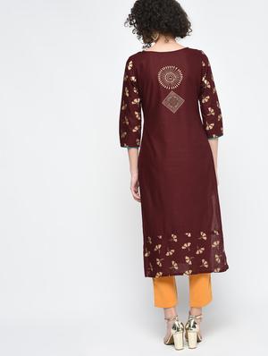 foil print straight kurta - 15925478 - Standard Image - 3