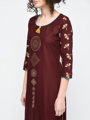 foil print straight kurta - 15925478 - Standard Image - 4