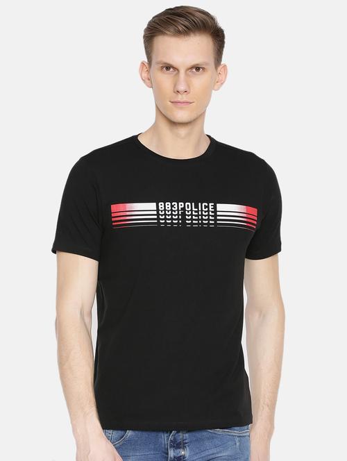 black cotton chest print t-shirt - 15925512 - Standard Image - 1