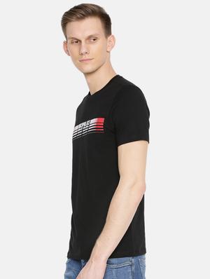 black cotton chest print t-shirt - 15925512 - Standard Image - 2