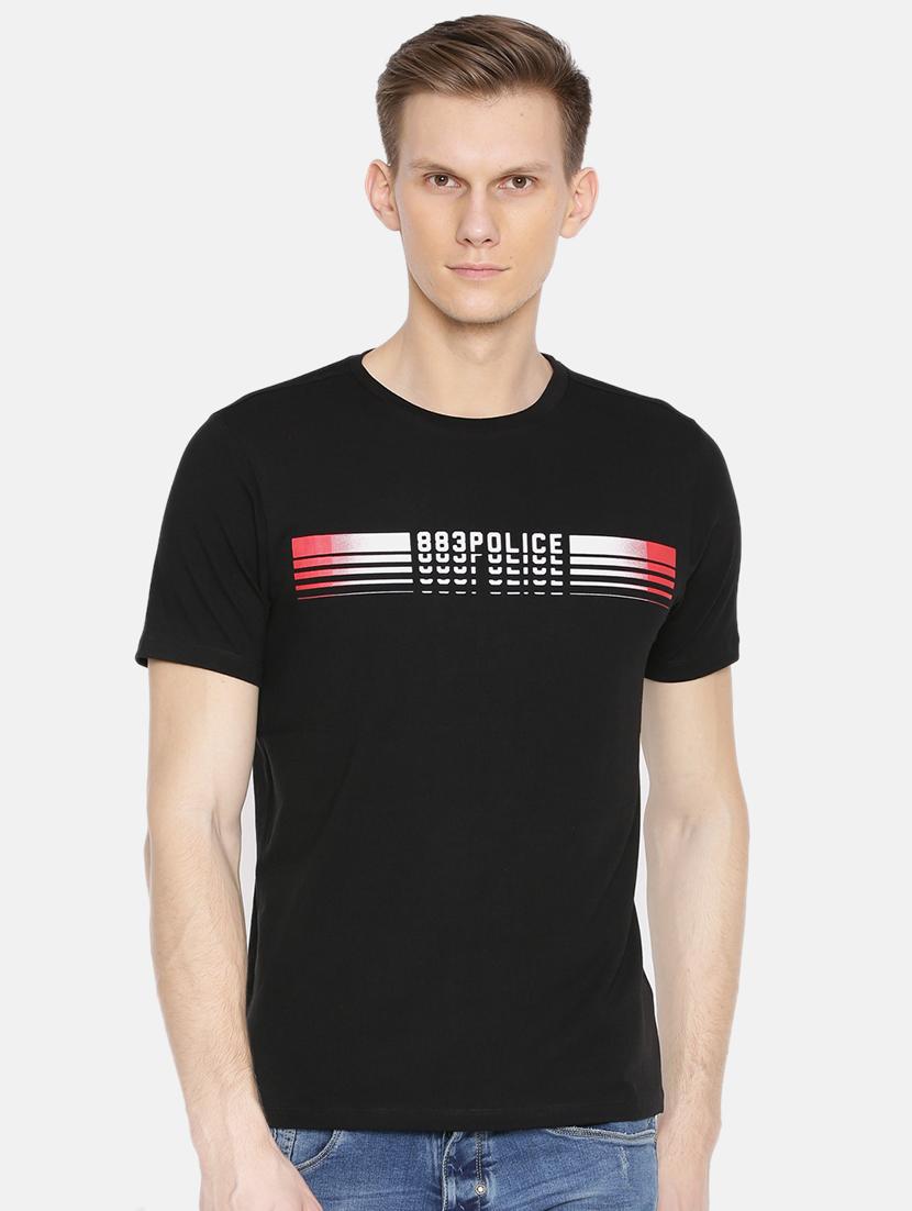 black cotton chest print t-shirt - 15925512 - Zoom Image - 1