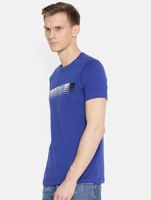 blue cotton chest print t-shirt - 15925513 - Standard Image - 2