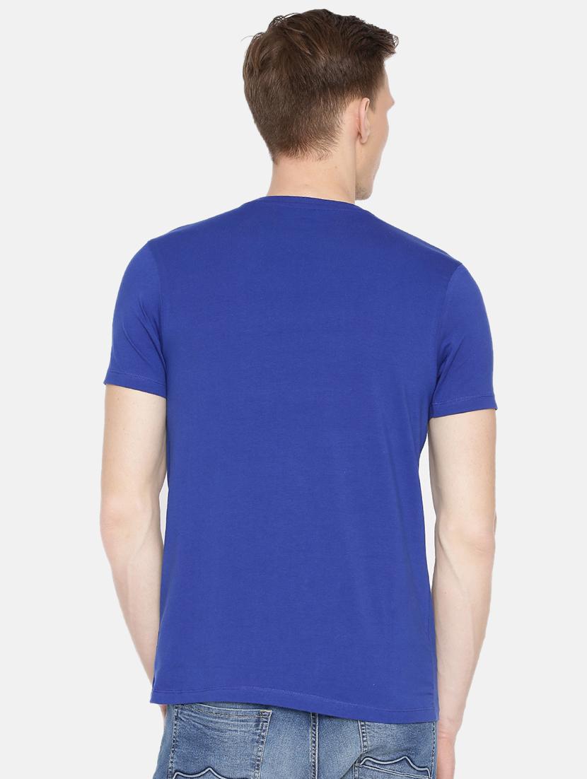 blue cotton chest print t-shirt - 15925513 - Zoom Image - 3
