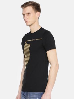 black cotton front print t-shirt - 15925529 - Standard Image - 2