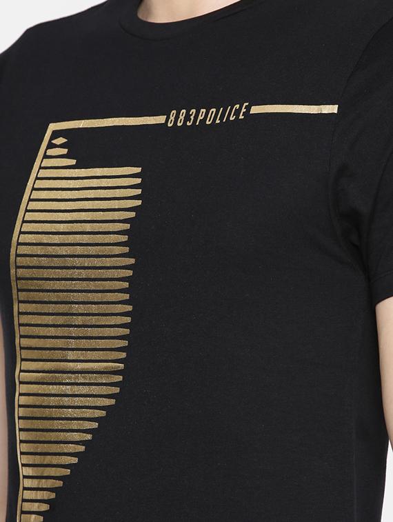 black cotton front print t-shirt - 15925529 - Zoom Image - 4
